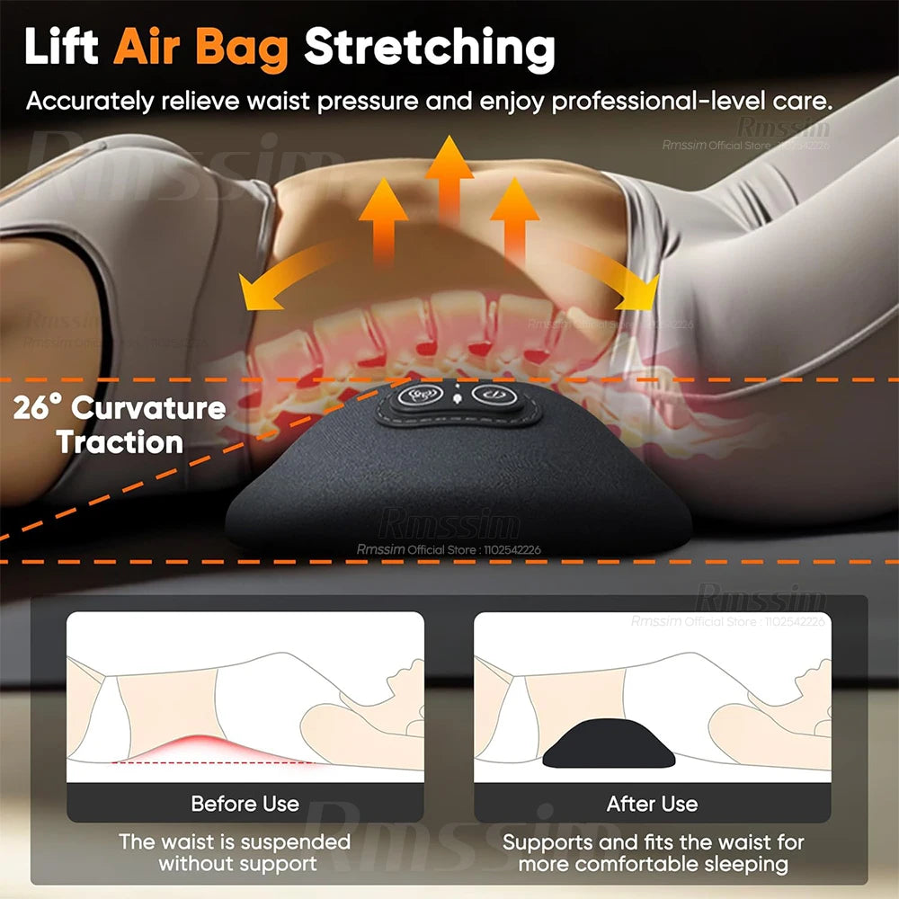 3 in 1 Electric Lumbar Support Pillow with Adjustable Height Lying Flat Waist Relief Waist Support Waist Pillow Heating Vibratin