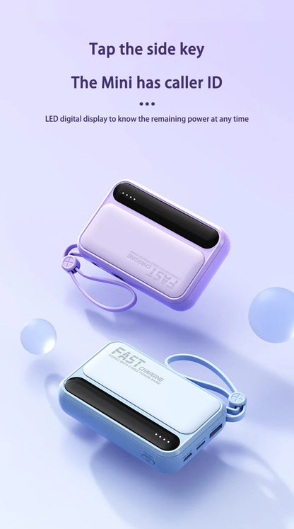 Lenovo 4 Built-in Type C Cables Mini Fast Charging 500000mAh Power Bank Compatible With iPhone Samsung Android Smart Mobiles