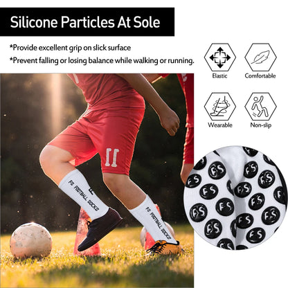 3 Pairs Running Socks Outdoor Sports Stretch Socks Athletic Football Soccer Socks Anti Slip Socks with Grips for Ball Sports