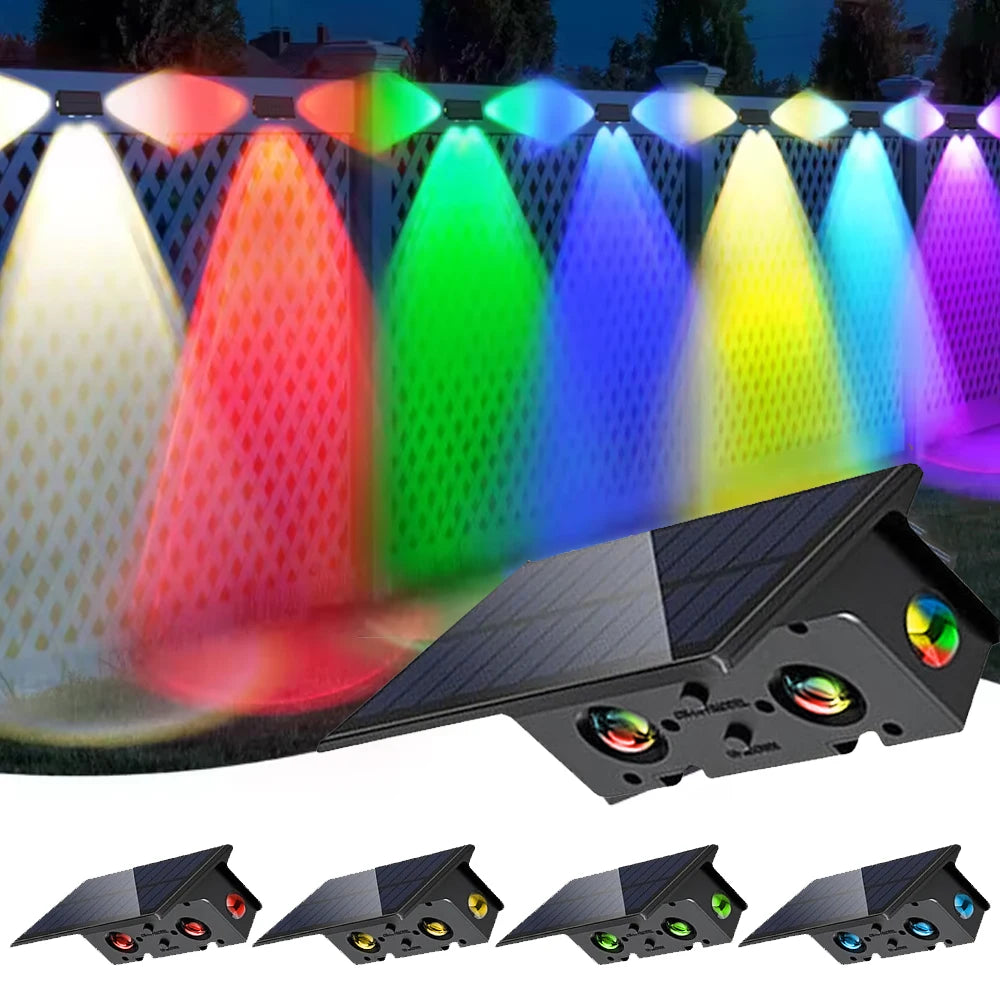 1-4PCS RGB Solar LED Light Outdoor Solar Wall Light IP65 Dusk To Dawn Up and Down Solar Light for Outside Fence Porch Deck Patio