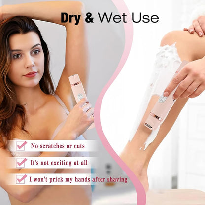 Electric Razors for Women 2-in-1 Rechargeable Bikini Trimmer Painless Body Hair Remover for Ladies Pubic Legs Face Underarms