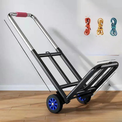 Foldable Stainl Steel Hand-Pulled op Cart for Lage Transport Double Trailer Small Goods Trolley Pu Cart Water