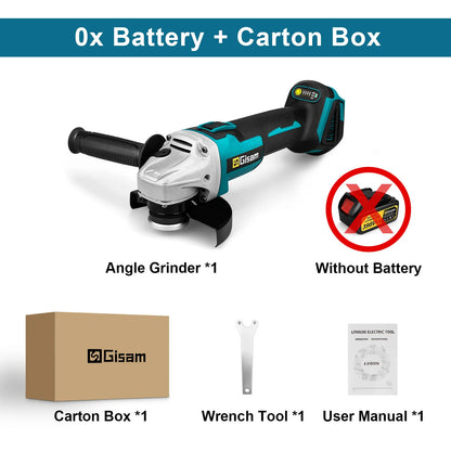 Gisam 125mm M14 Brushless Angle Grinder Cutting Machine Cordless Electric Angle Grinder Power Tools for Makita 18V Battery Pins