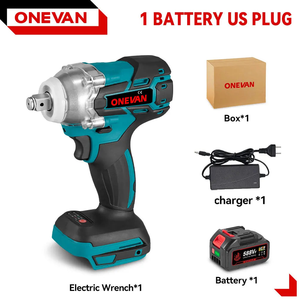 ONEVAN Brushless Electric Impact Wrench 520 N.M 1/2" Cordless Screwdriver Drilling Power Wrench Tool For Makita 18V Battery Pin