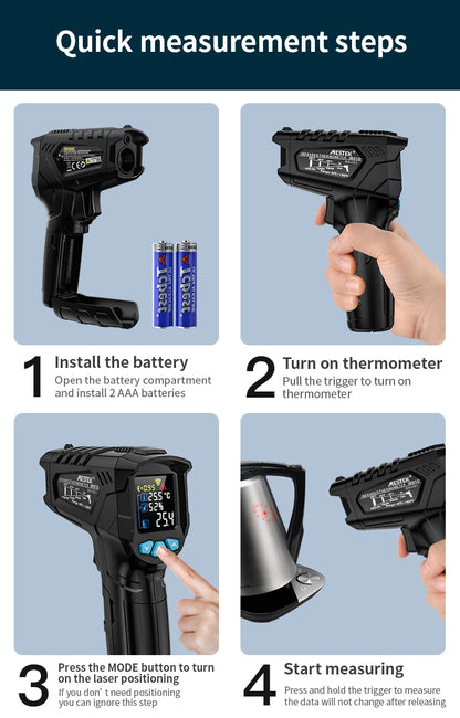 Digital Infrared Thermometer -50 to 800℃ Laser Thermometer -58 to 1472℉ Temperature Meter Digital Thermometer Backlight Alarm