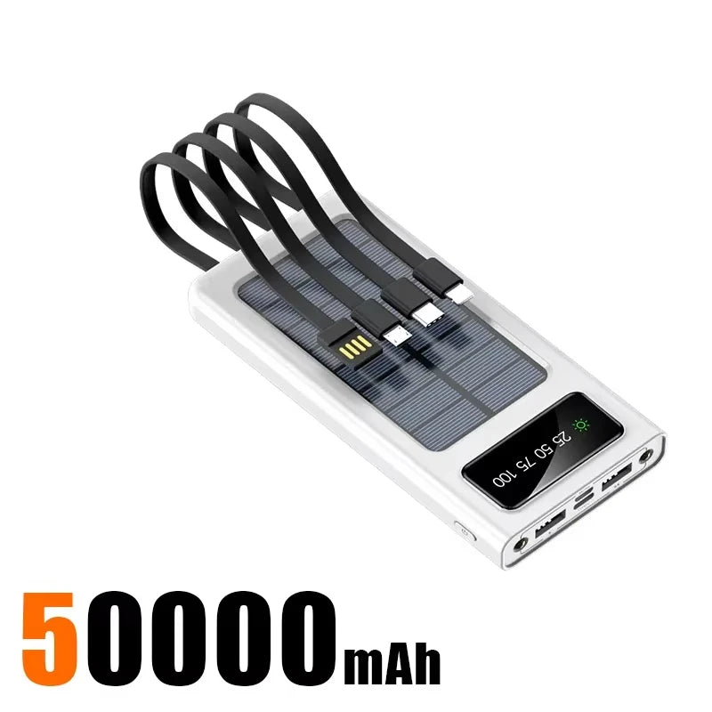500000mAh 4in1 Solar Power Bank High Capacity 120W Fast Charging USB TypeC LED Light Outdoor Battery For iPhone Samsung 2026 NEW