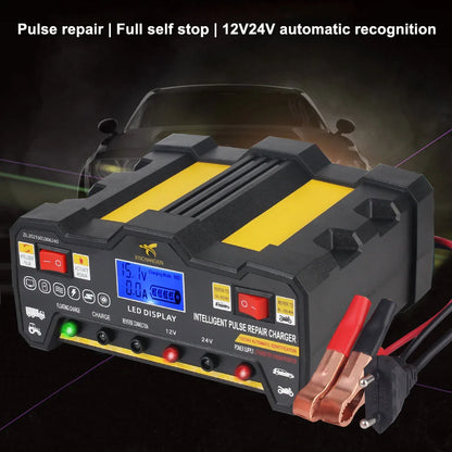 Intelligent Pulse Repair Battery Charger EU Plug 300AH LCD Display For Wet Dry Lead Acid Full Automatic Car Battery Charger 220W