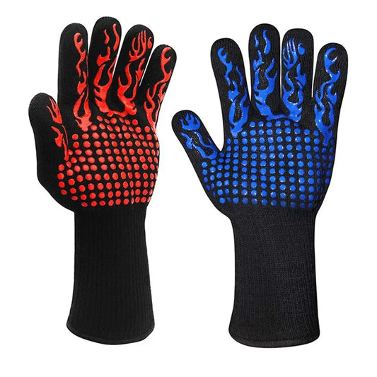 1pc Heat Resistant Oven Gloves Cut Resistant Non-Slip Silicone BBQ Gloves for Kitchen Grill Camping Cookware