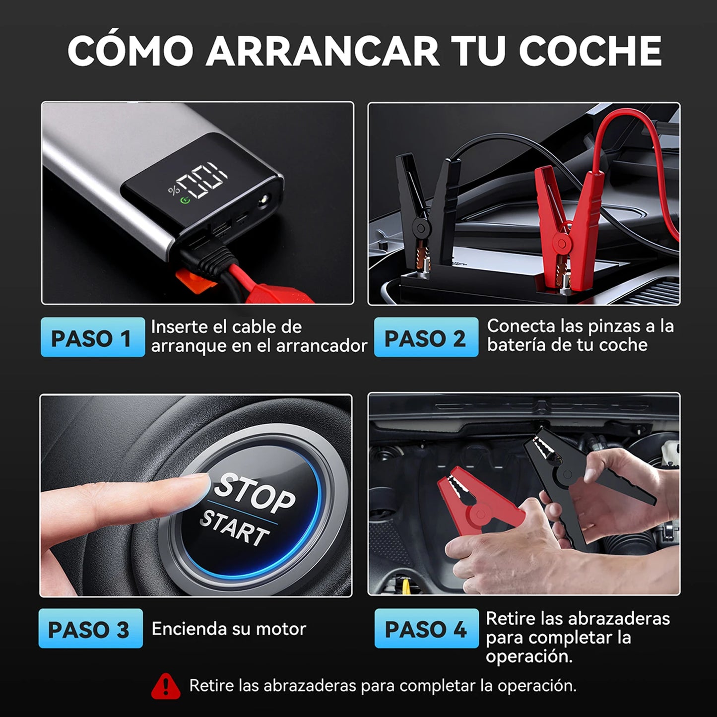 3-in-1 Portable Car Jump Starter 4000A Car Battery Booster Power Bank LED Lighting Small Battery Starter Device for 12V Car