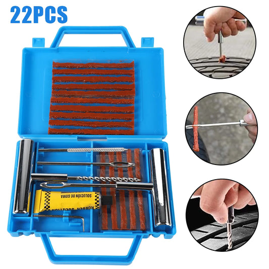 [UK STOCK] 22pc Car Tire Repair Tools set Tire Repair Glue, Glue Strips, Allen Wrench Motorcycle Bike Auto repair Wrench