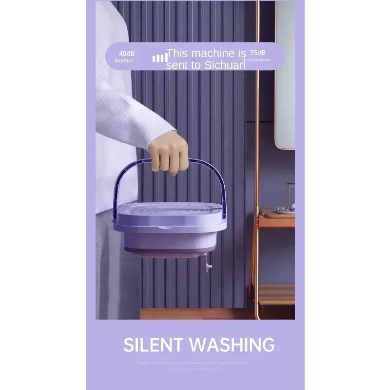 8L Foldable Mini Washer Spin Dryer Portable Cleaning Machine for Socks Underwear Panties Home Use Small Laundry