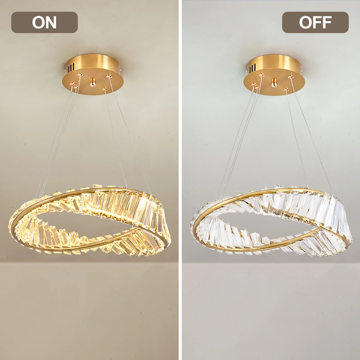 Modern Pendant Light Crystal Led Ceiling Lamp Gold Chandelier Möbius Strip Lustre Luxury Living Dining Room Home Decor Fixture