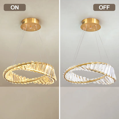 Modern Pendant Light Crystal Led Ceiling Lamp Gold Chandelier Möbius Strip Lustre Luxury Living Dining Room Home Decor Fixture