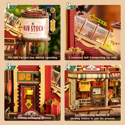 Robotime Rokr Dream Gift Factory 3D Wooden Puzzle Christmas Gifts Toy with Light and Music for Children Kids Building Block Kits