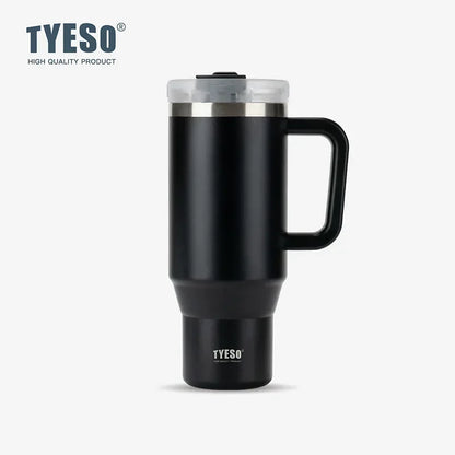Tyeso 900/1200ML Tumbler Bottle Stainless Steel Car Mug With Handle Straw Thermal Iced Travel Vacuum Insulated Coffee Hot Cup