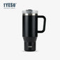 Tyeso 900/1200ML Tumbler Bottle Stainless Steel Car Mug With Handle Straw Thermal Iced Travel Vacuum Insulated Coffee Hot Cup