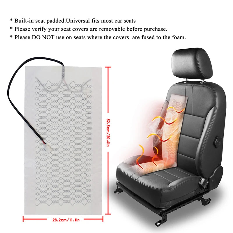 Car Seat Heater Kit Fit 2 Seats 12V Universal Carbon Fiber Heating Pads 2 Dial 5 Level Dual Control Switch System Winter Warmer