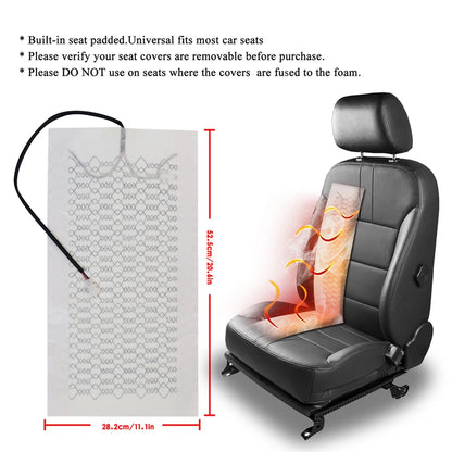 Car Seat Heater Kit Fit 2 Seats 12V Universal Carbon Fiber Heating Pads 2 Dial 5 Level Dual Control Switch System Winter Warmer