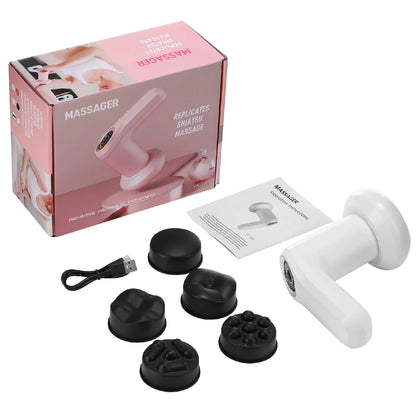 UK Electric Muscle Massager Deep Tissue Percussion Vibration Shaping Handheld Body Beauty Fat Pusher with 5 Massage Heads