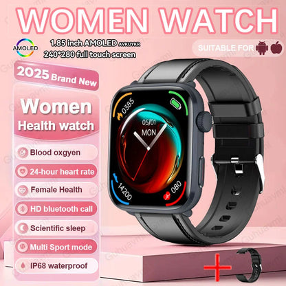 2025New NFC Smat Watch Women 1.85-inch Blood Pressure Heart Rate Bluetooth Call Female Health Smarwatches Ladies For Android IOS