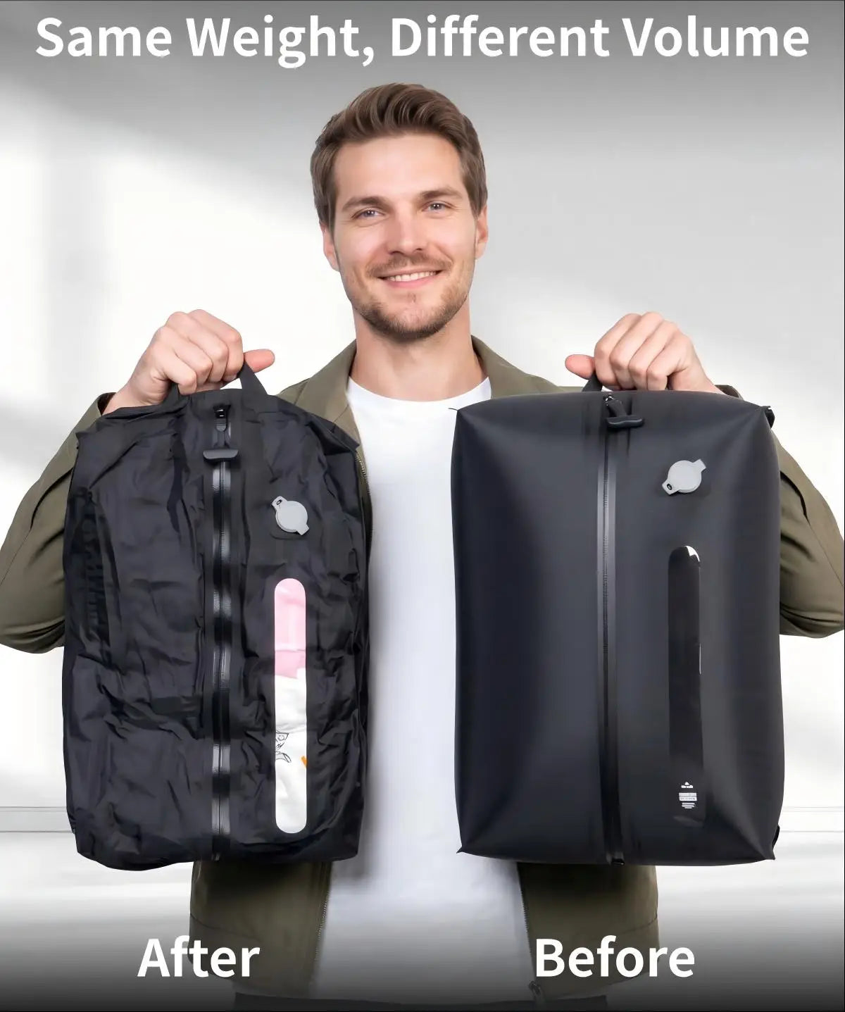 Vacuum Bag with window pump （Double click to start）Travel Luggage Reusable Space Saver Waterproof Compression Bags for Suitcase