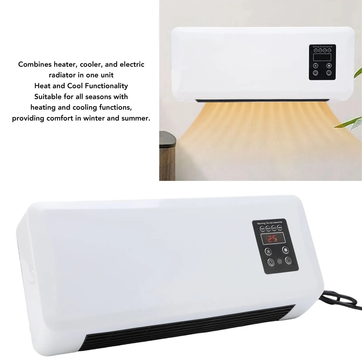 Wall Heater Cooler Versatile Easy To Operate Efficient Wall Mounted Air Conditioner Space Saving Portable for Home Bedroom