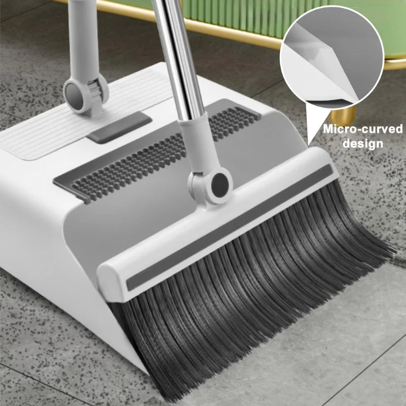 Broom Dustpan Floor Brush Set Indoor Non-stick Hair Long Handle Thickened Broom With Stand Up Dustpan Combo Set Home Clean Tools