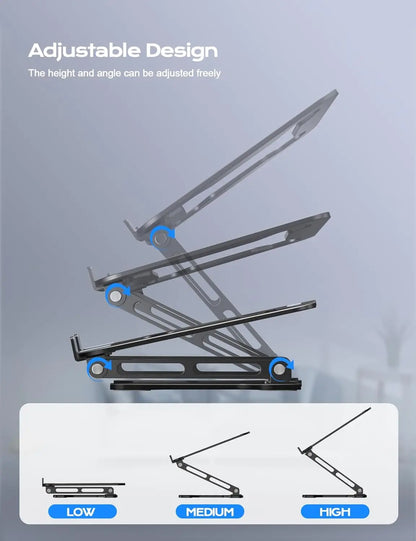 Phone Tablet Stand Adjustable Aluminum Alloy Laptop Tablet Up to 17" Laptop Portable Folding Stand Cooling Stand Support