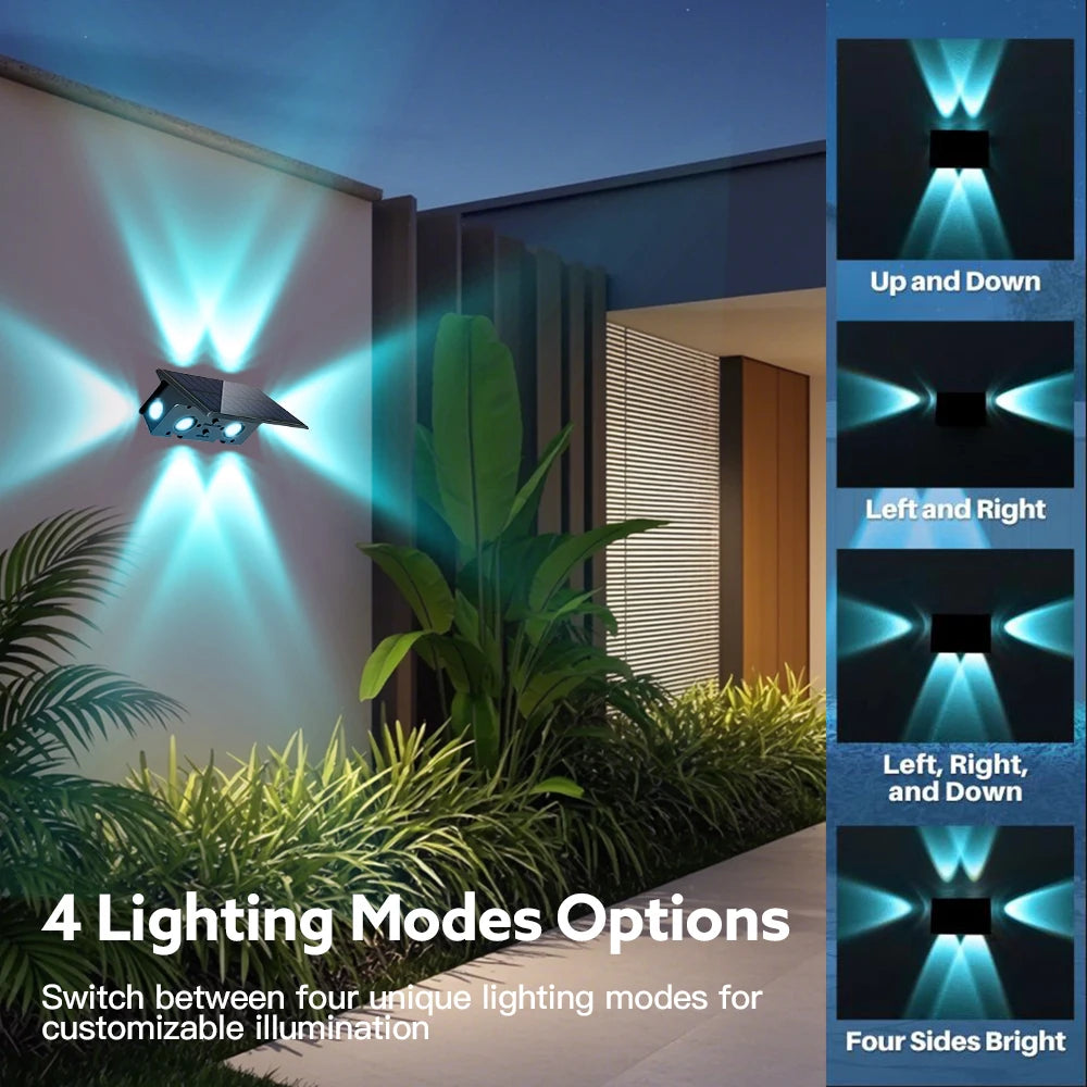 1-4PCS RGB Solar LED Light Outdoor Solar Wall Light IP65 Dusk To Dawn Up and Down Solar Light for Outside Fence Porch Deck Patio