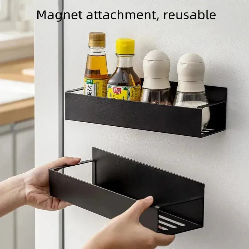 Magnetic Fridge Spice Rack-Hanging Storage Basket Space Saving Kitchen Organizer