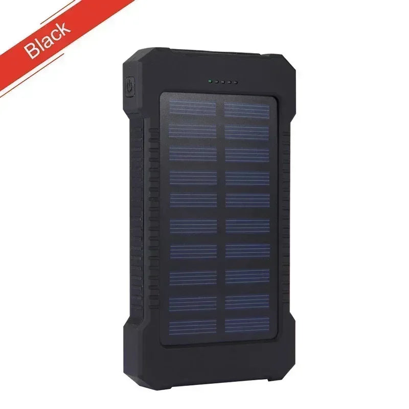 100000mAh Solar Power Bank External Battery Portable Charger Waterproof Powerbank W/ SOS Flashlight for IPhone Xiaomi Huawei
