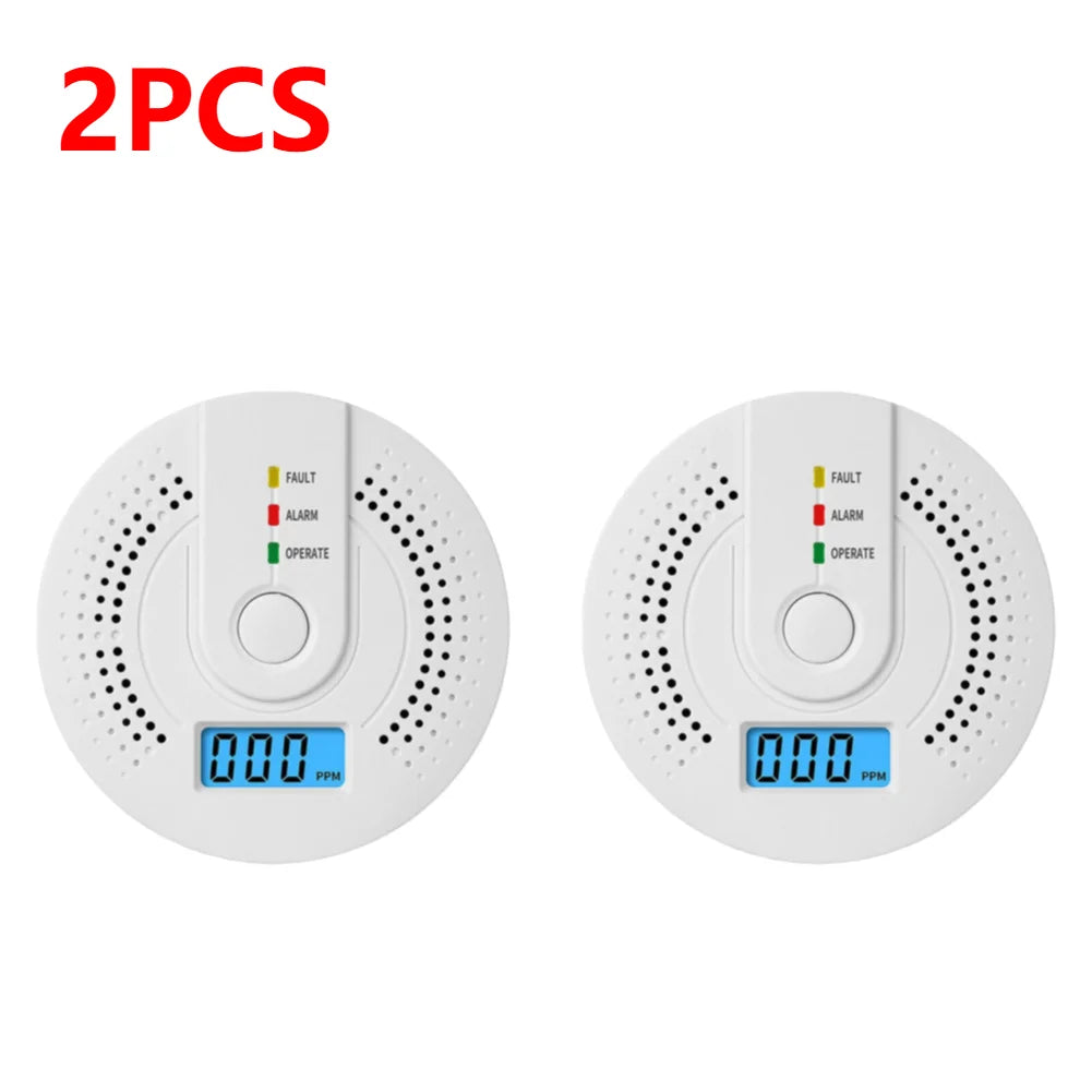 Digital Carbon Monoxide Detector Sound & Light Warning Sensor Battery Powered CO Gas Monitor Meter with LED Indicator Home Use