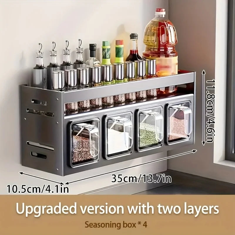 Condiment Holder, Kitchen Condiment Organizer - Condiment Organizer Shelf - Multifunctional Shelves for Condiment Storage