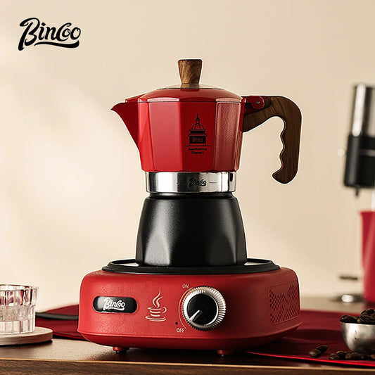 Bincoo Double Valve Coffee Moka Pot Espresso Machine Electric Stove Brewed Coffee Italian Home Outdoor Barista Accessories 220V