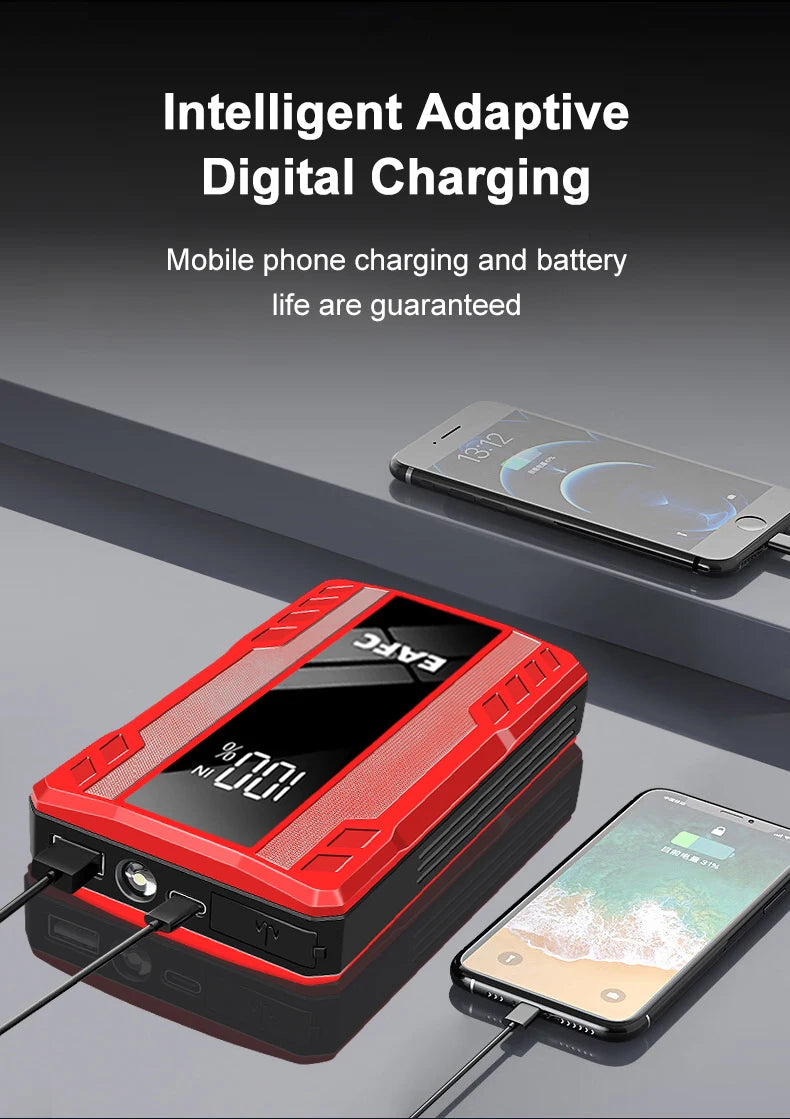 EAFC 1000A/1200A Jump Starter Power Bank Portable Charger Starting Device for 3.0L Emergency Car Battery Jump Starter