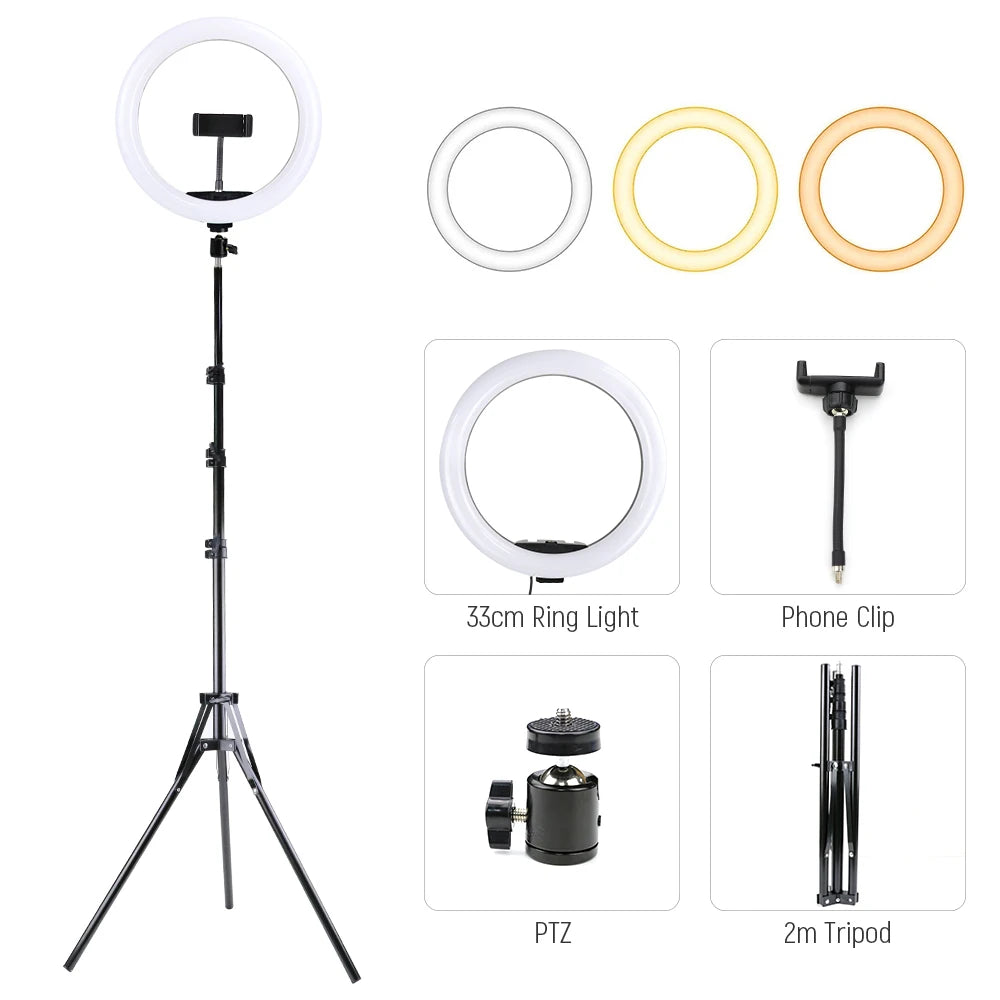 26cm 10inch Led Selfie Ring Light Round Ring Lamp with Phone Holder Photography Fill Lighting with Tripod for Youtube Live Video