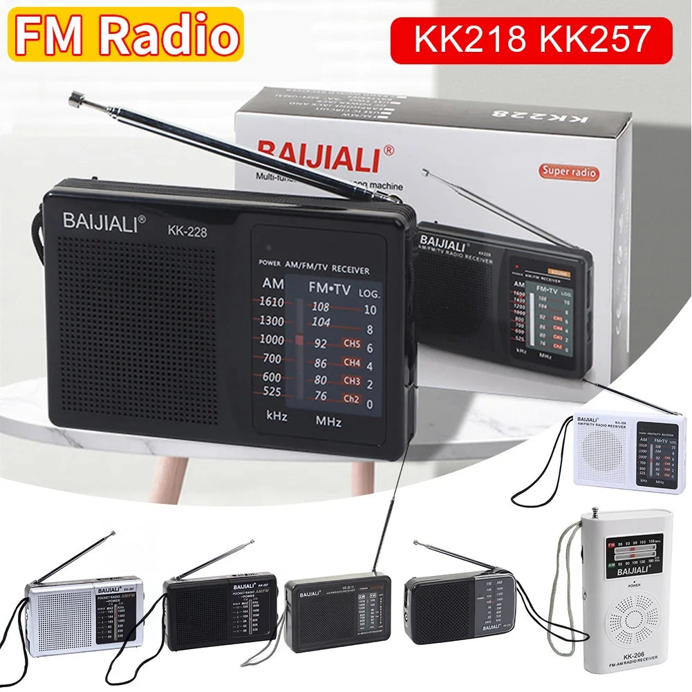Radio FM/AM Small Portable Radio Battery Operated Radio Full-wave Band World Receiver Telescopic Antenna Built-in Speaker