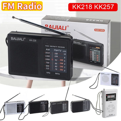 Radio FM/AM Small Portable Radio Battery Operated Radio Full-wave Band World Receiver Telescopic Antenna Built-in Speaker