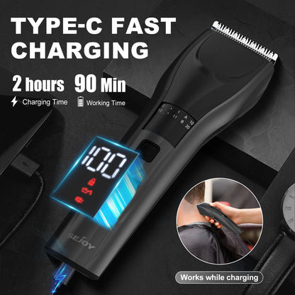 Sejoy Electric Hair Clipper For Men, 20 Gears Adjustable Hair Cut Machine Hair Trimmer Professional Rechargeable Hair Cut Barber