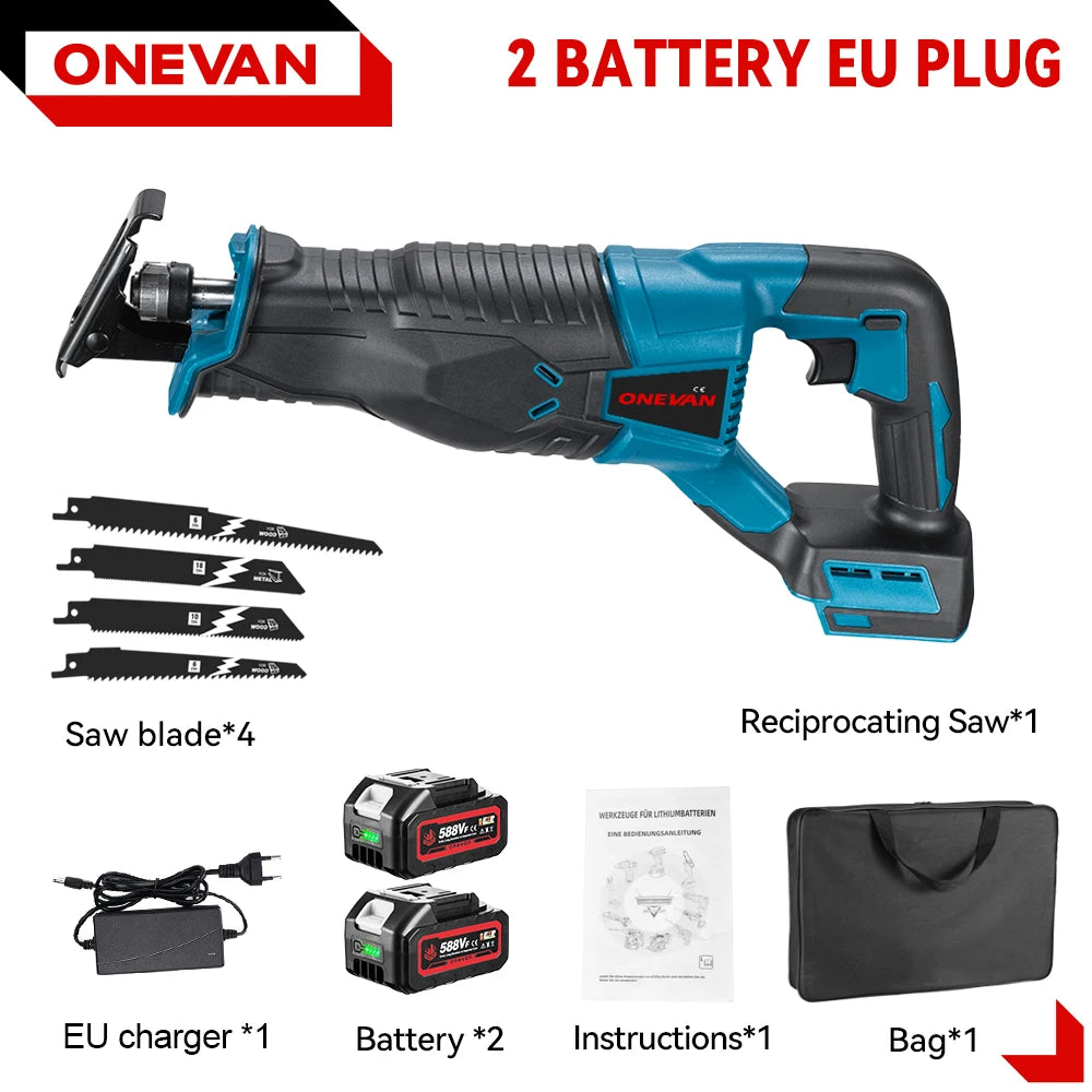ONEVAN 3000W 10000SPM Electric Reciprocating Saw Electric Chainsaw Saber Saw Cordless Cutter Tool For Makita 18V Battery Pin