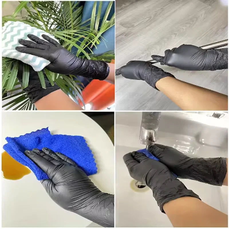 30/50/100/200PCS Black Nitrile Gloves Disposable Protection  Composite Household Cleaning Catering Baking Waterproof Gloves