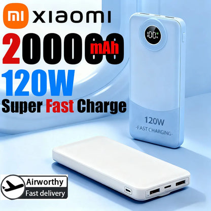 Xiaomi 120W 200000mAh Ultralarge Capacity Power Bank Fast Charging Portable Digital Display Power Bank For iPhone Samsung Huawei