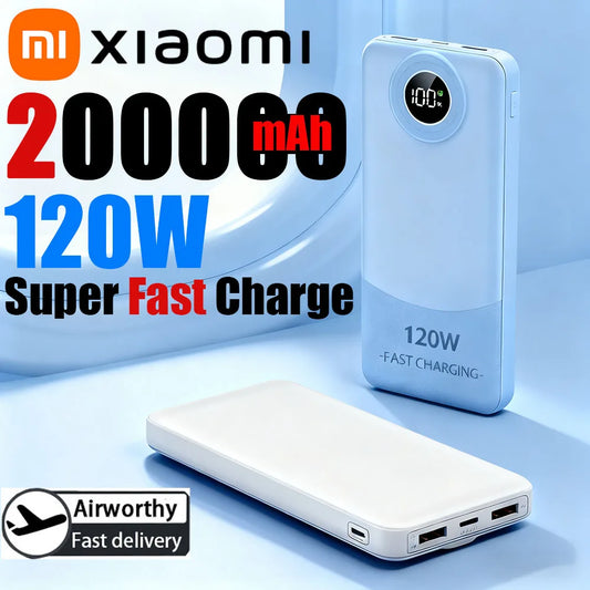 Xiaomi 120W 200000mAh Ultralarge Capacity Power Bank Fast Charging Portable Digital Display Power Bank For iPhone Samsung Huawei