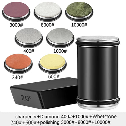 Rolling Knife Sharpener Double Sided Diamond Sharpening Stone 15/20° Degree Magnetic Angle Roller Sharpening for Kitchen Knives