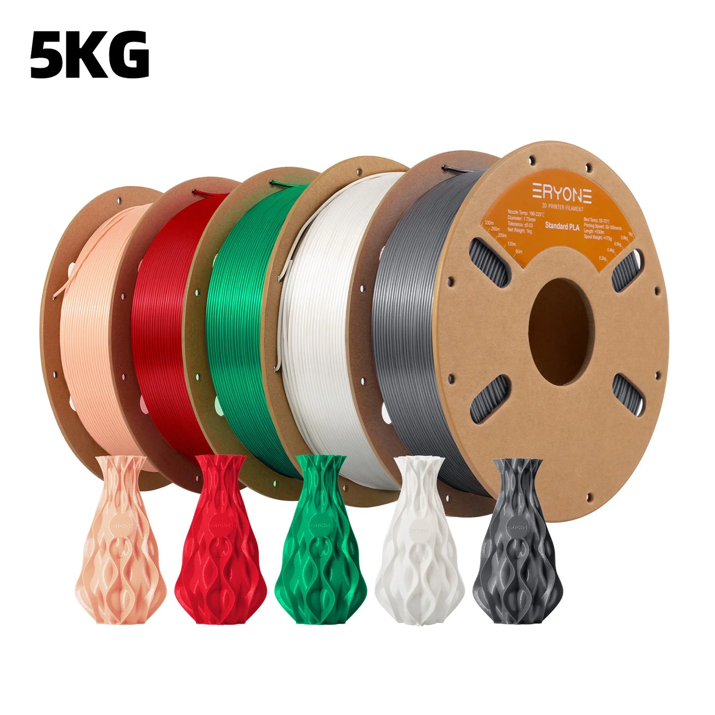 ERYONE 1/5/10KG Standard PLA Premium Filament 1.75mm 3D Print, Multicolor Available,big sale 1kg pla filament,1kg/spool