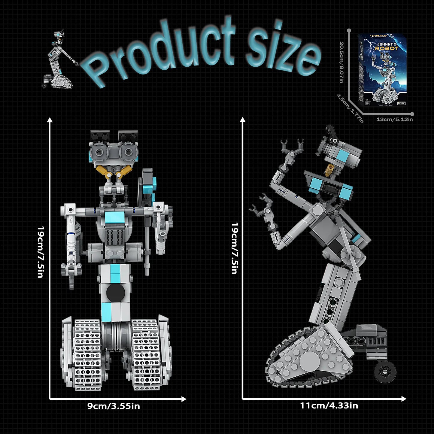 Johnny 5 Robot Building Toys,Movie Short Open Circuit Figures Robot Model Building Kit,Decoration Building Bricks Set