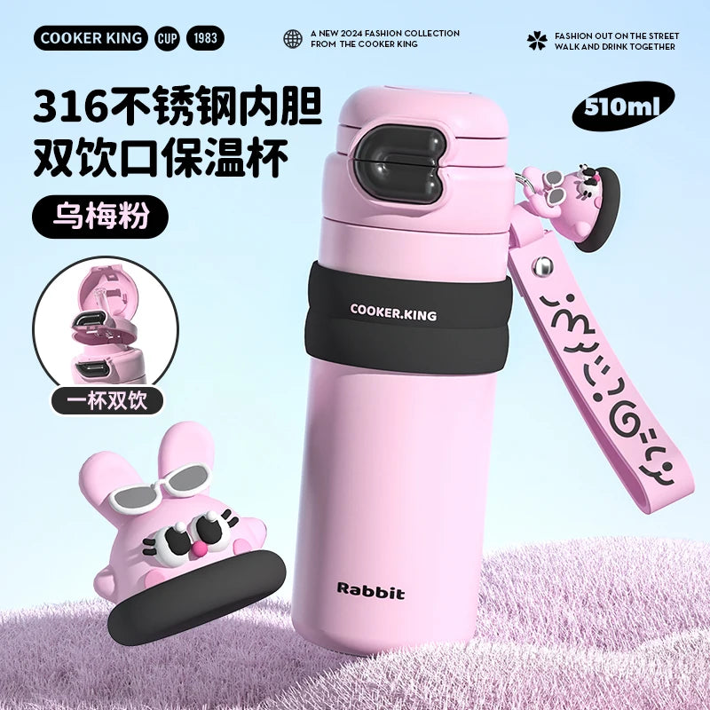 COOKER KING Thermos Cup Children's Student School Camping Water Bottle Female Water Cup Girls Vacuum Flask