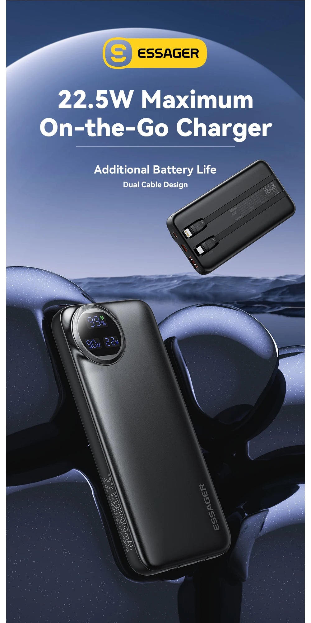 Essager Power Bank 30000mAh 22.5W PD Fast Charging Portable Powerbank 20000mAh/10000mAh For iPhone 16 15 14pro Max Huawei Xiaomi