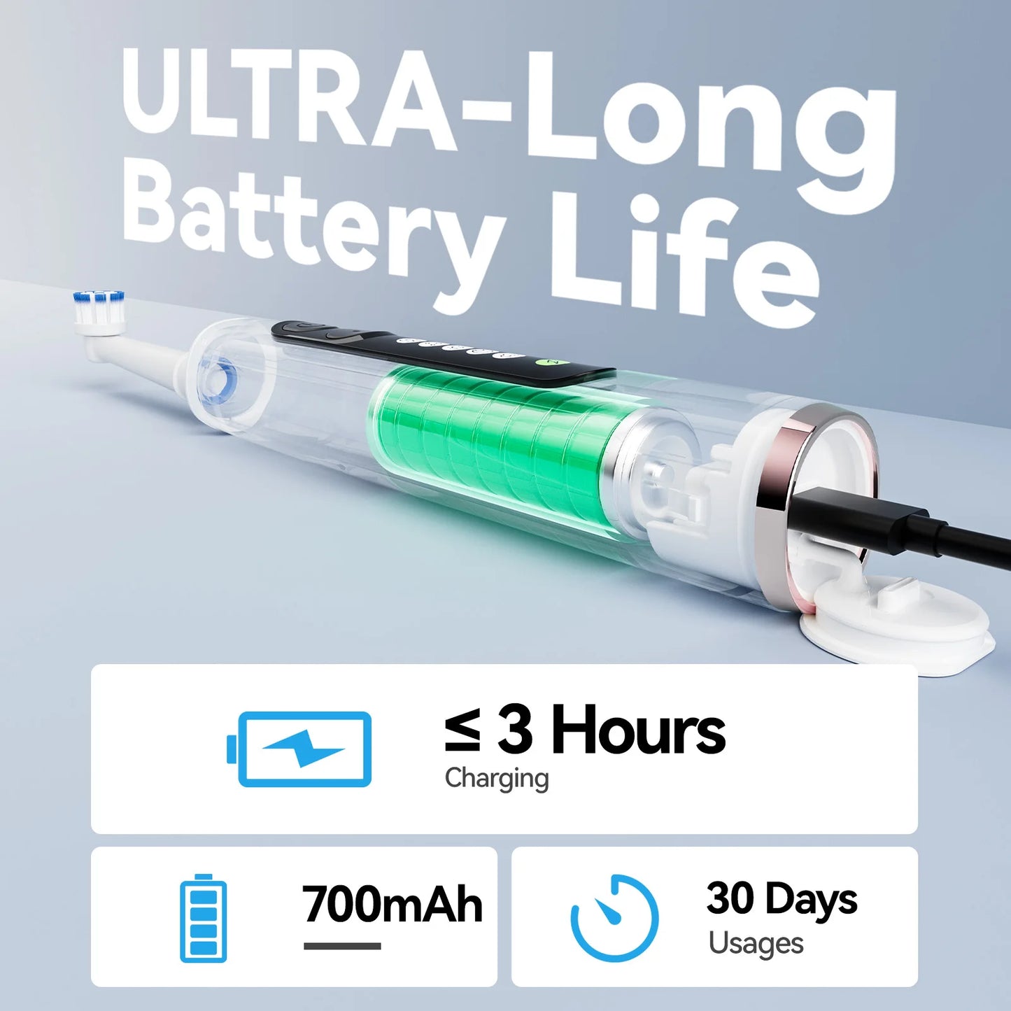 Seago Rotating Electric Toothbrush for Adults with 8 Toothbrush Heads and Travel Box Smart Display 5 Modes Waterproof SG-2607