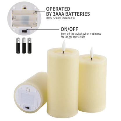 Flickering Flameless Candles Battery Operated with 10-Key Remote & 2/4/6/8-Hour Timer, Real Wax Pillar Grease  LED Candles Set